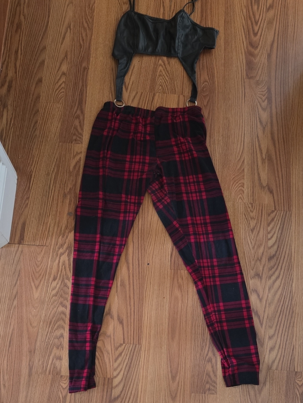 Red and Black Plaid Leggings